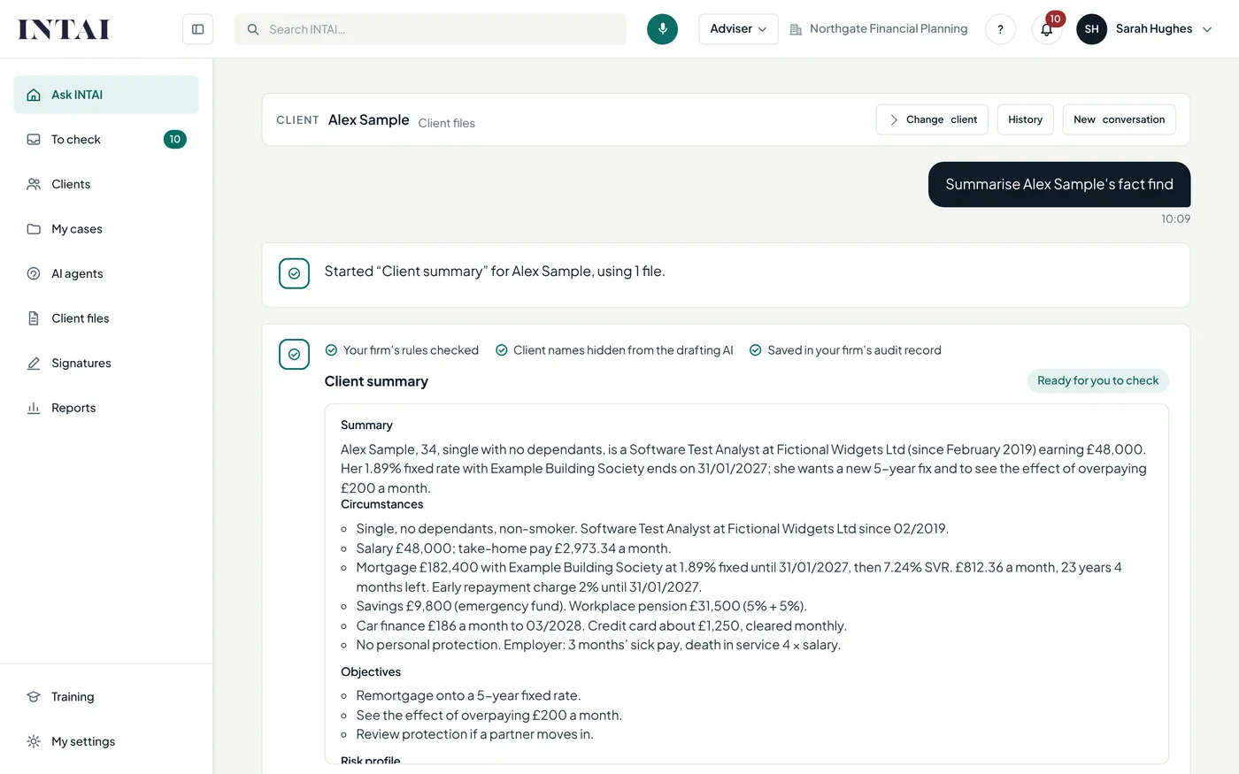 The INTAI adviser platform